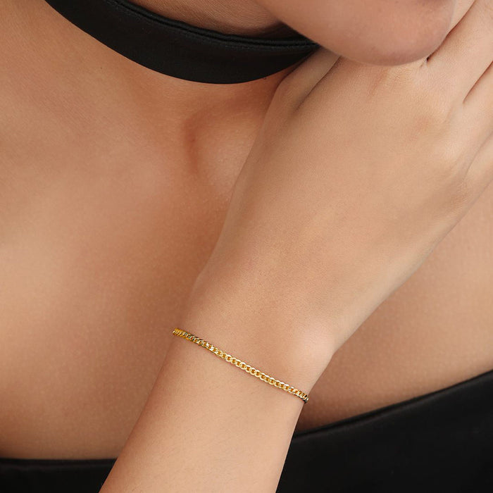 Minimalist Curb Chain Gold Plated 925 Silver Womens Bracelet