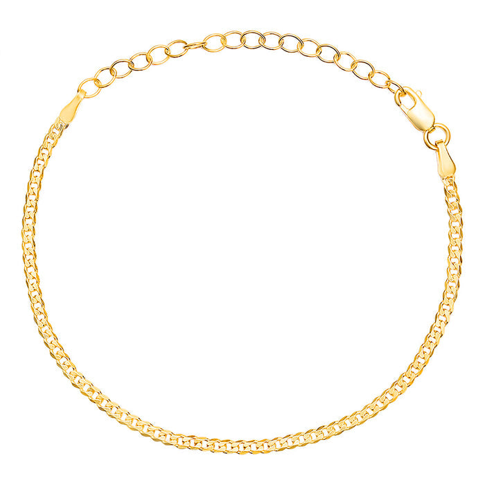Minimalist Gold-Plated 925 Sterling Silver Women's Curb Chain Bracelet