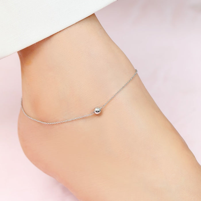 Minimalist Rhodium Plated 925 Sterling Silver Adjustable Link Chain Anklet
