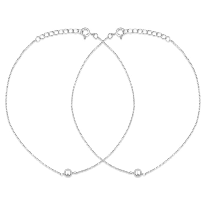 Minimalist Rhodium Plated 925 Sterling Silver Adjustable Link Chain Anklet