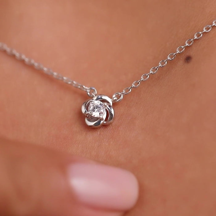 Minimalist Rose Rhodium Plated 925 Sterling Silver Necklace