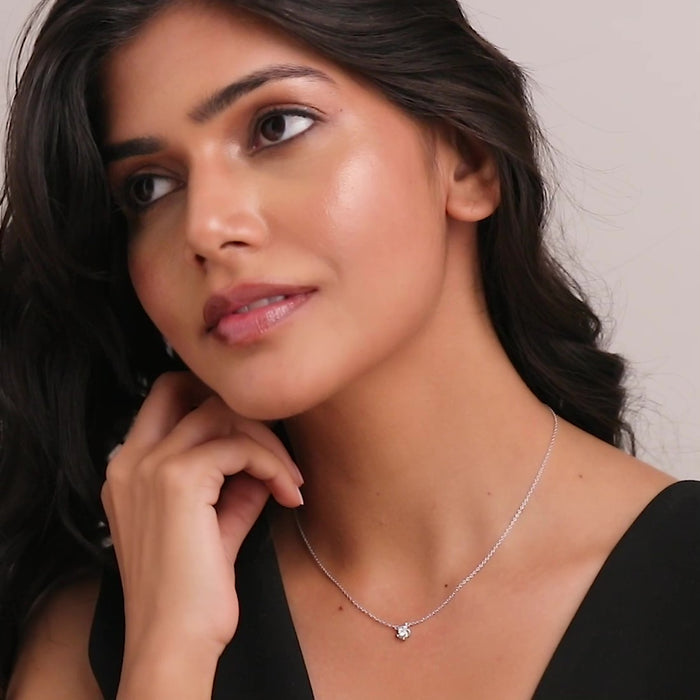 Minimalist Rose Rhodium Plated 925 Sterling Silver Necklace