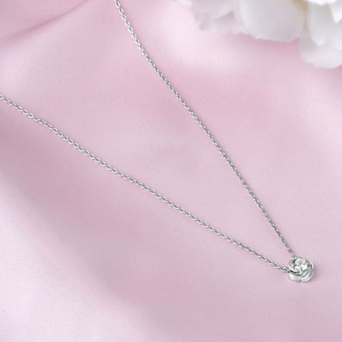 Minimalist Rose Rhodium Plated 925 Sterling Silver Necklace