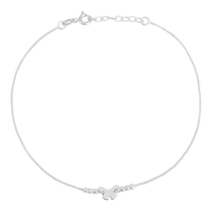 Women's 925 Sterling Silver anklet featuring a minimalist butterfly charm on a thin chain – Zavya