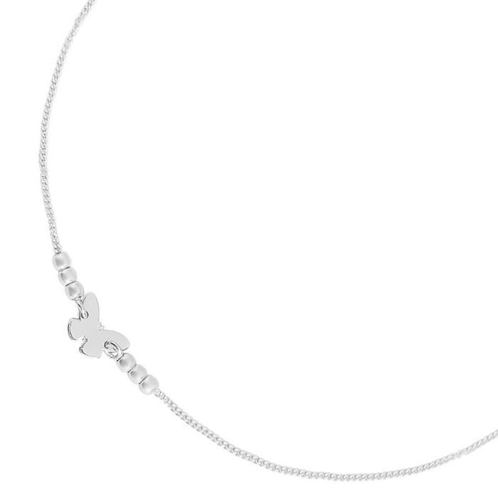 Women's minimalist 925 Sterling Silver butterfly anklet on a delicate chain with small beads – Zavya