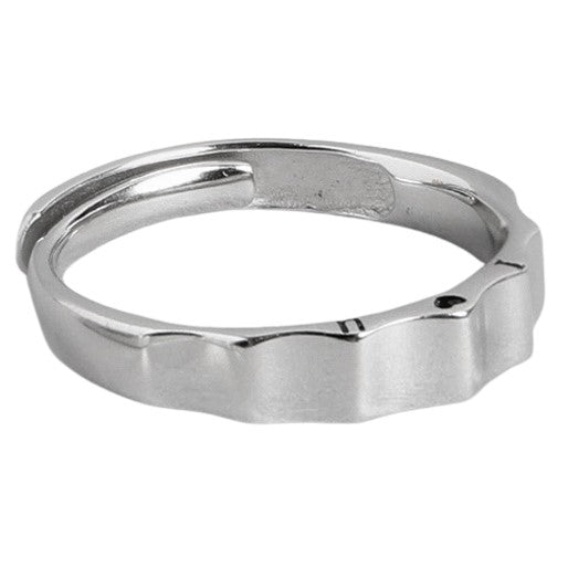 Minimalistic Rhodium Plated 925 Sterling Silver Ring For Him (Adjustable)