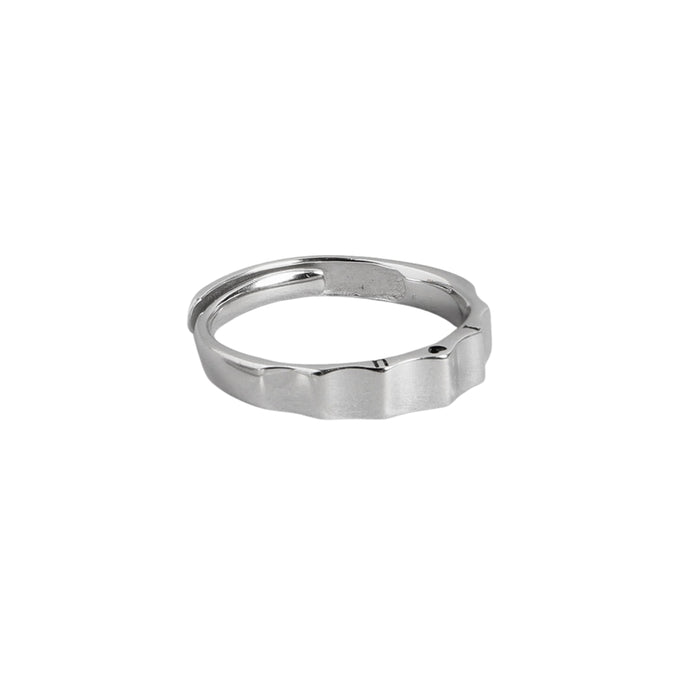 Minimalistic Rhodium Plated 925 Sterling Silver Ring For Him (Adjustable)