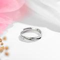 Minimalistic Striped Rhodium Plated 925 Sterling Silver Mens Ring (Adjustable)