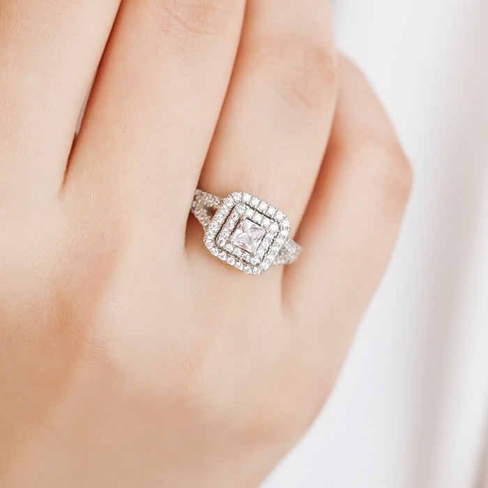 925 Sterling Silver Mirror of Beauty Rhodium-Plated 925 Sterling Silver CZ Ring for Her (Adjustable) for Women – Zavya