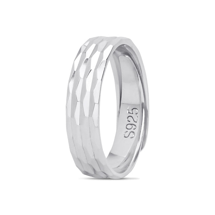 Modern Elegance Rhodium Plated 925 Silver Mens Ring (adjustable)