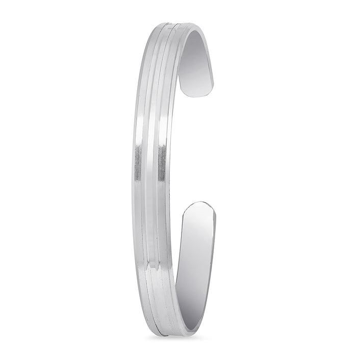 Modern Elegance Rhodium Plated 925 Sterling Silver Men's Bracelet