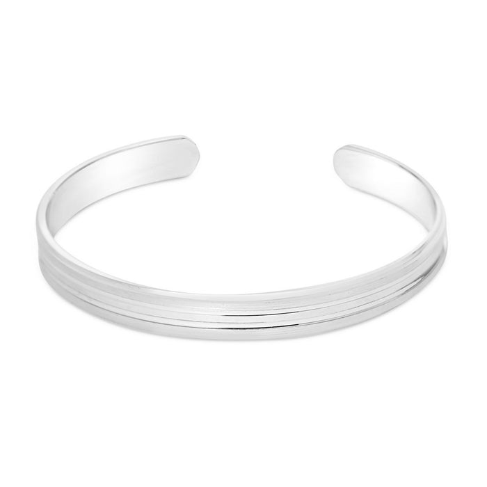 Modern Elegance Rhodium Plated 925 Sterling Silver Men's Bracelet