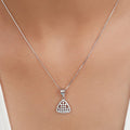 Modern Geometric CZ Rhodium-Plated 925 Sterling Silver Pendant