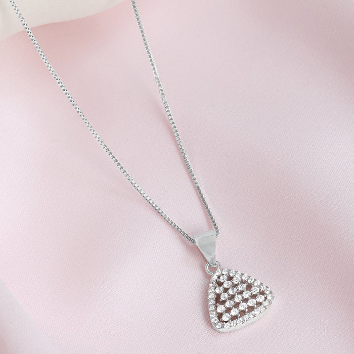 Modern Geometric CZ Rhodium-Plated 925 Sterling Silver Pendant