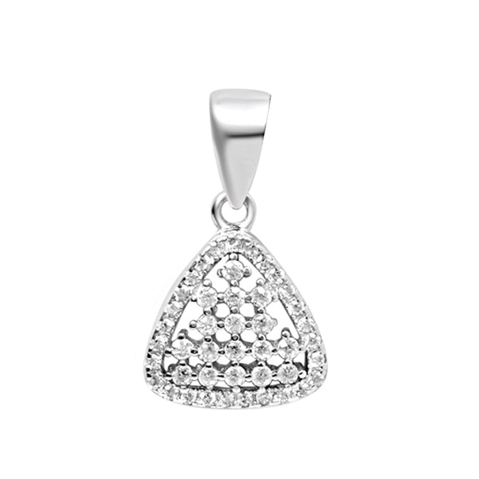 Modern Geometric CZ Rhodium-Plated 925 Sterling Silver Pendant