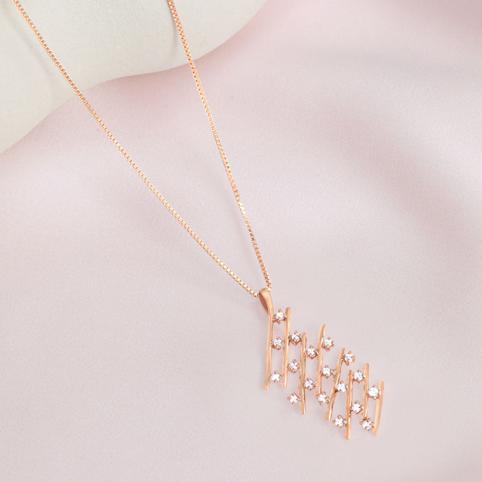Modern Geometric CZ Rose Gold-Plated 925 Sterling Silver Pendant