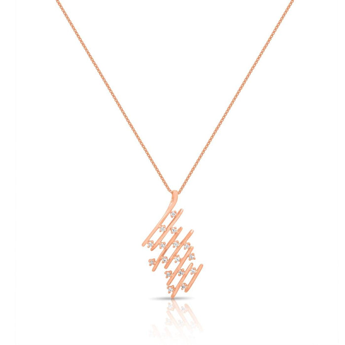 Modern Geometric CZ Rose Gold-Plated 925 Sterling Silver Pendant