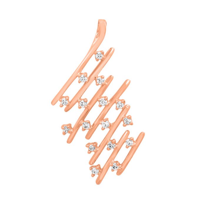 Modern Geometric CZ Rose Gold-Plated 925 Sterling Silver Pendant