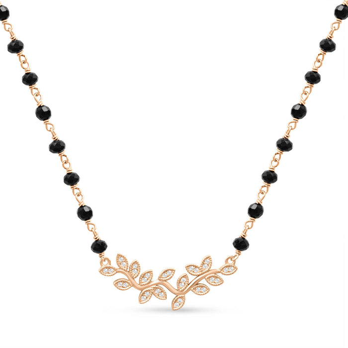 Modern Leaf Pattern Gold Plated 925 Silver Mangalsutra