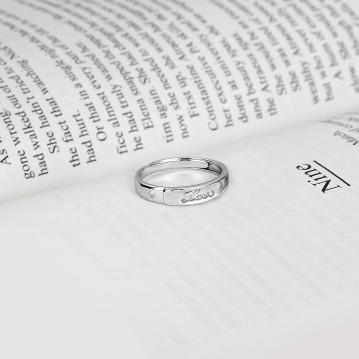 Modern Love Mens 925 Sterling Silver Ring for Him (Adjustable)
