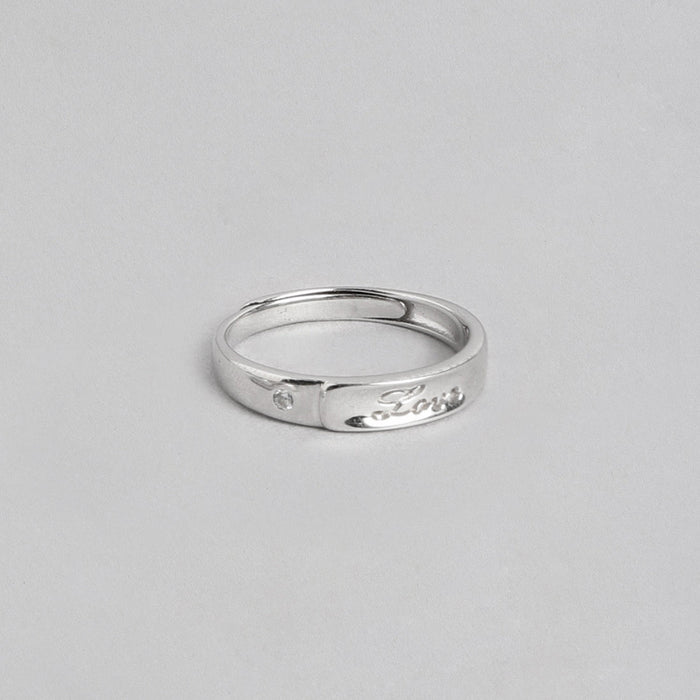 Modern Love Mens 925 Sterling Silver Ring for Him (Adjustable)