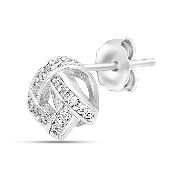 Modern Radiance Square Rhodium Plated 925 Silver Stud Earrings