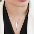 Modern Rectangle Radiance Rhodium-Plated 925 Sterling Silver Necklace