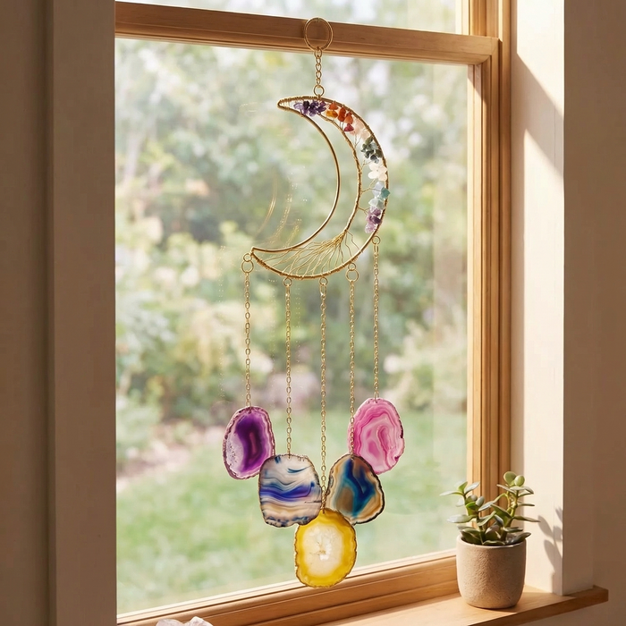Moon 7 Chakra Agate Dream Catcher - view 2