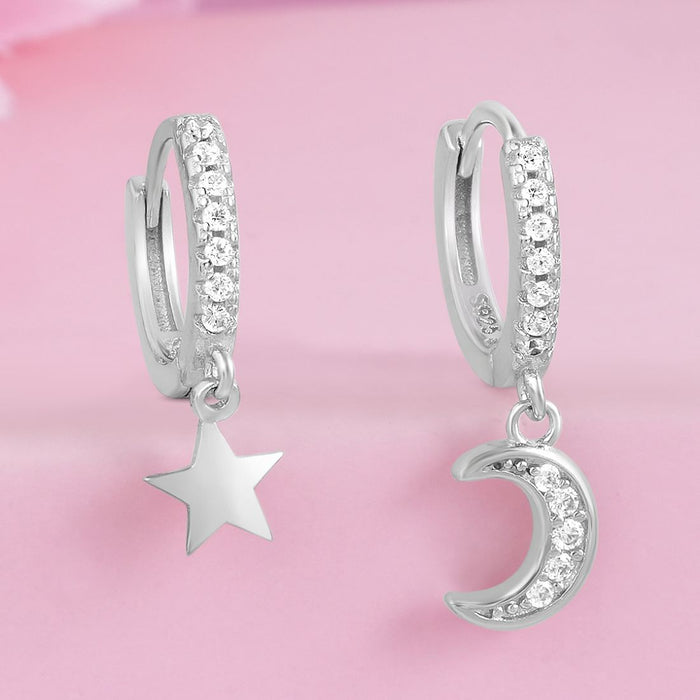 Moon Charm Gold Plated 925 Sterling Silver Earrings