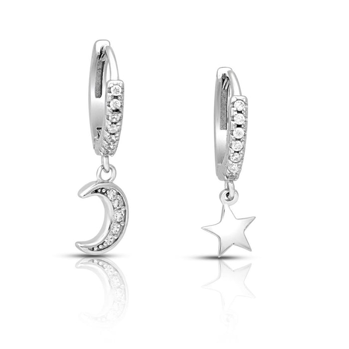 Moon Charm Gold Plated 925 Sterling Silver Earrings