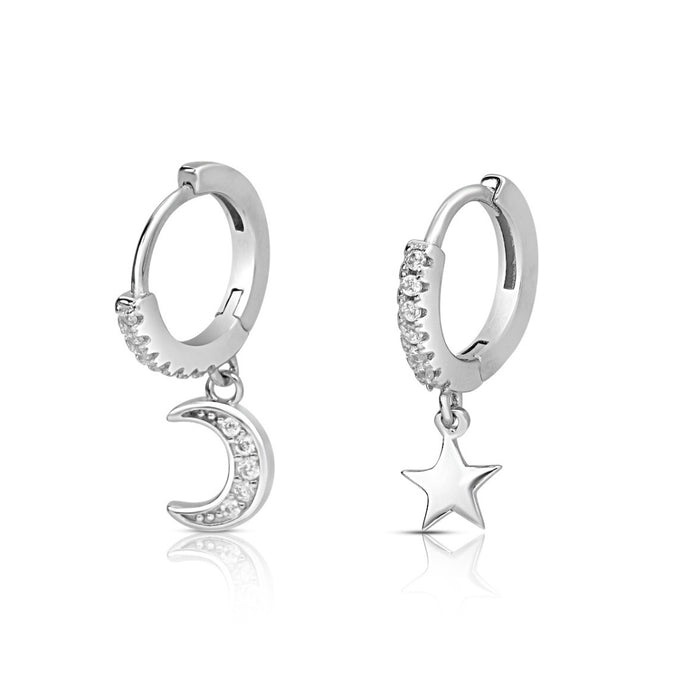 Moon Charm Gold Plated 925 Sterling Silver Earrings