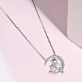 Moon CZ Studded 925 Sterling Silver Necklace