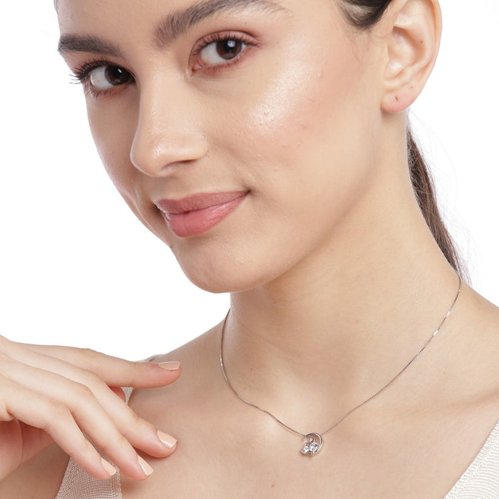 Moon CZ Studded 925 Sterling Silver Necklace