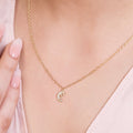 Moon n Stars CZ Necklace in 925 Sterling Silver Gold Plating