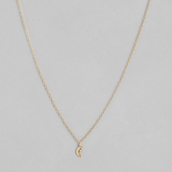 Moon n Stars CZ Necklace in 925 Sterling Silver Gold Plating