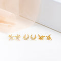 Moon & Stars 925 Sterling Silver Earring Combo