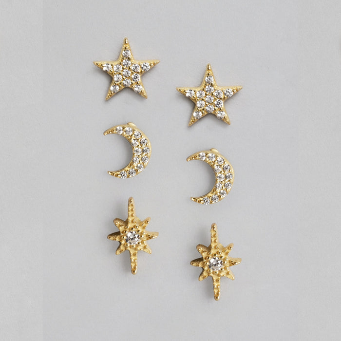 Moon & Stars 925 Sterling Silver Earring Combo