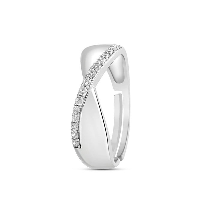 Moonlit Twirl Rhodium Plated 925 Sterling Silver Men's Ring