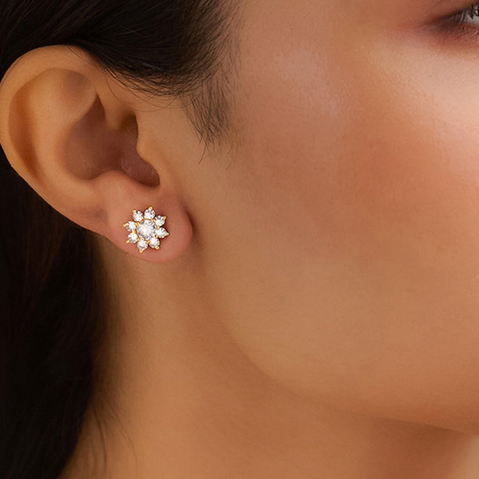 Morning Dew Petal Stud Gold Plated Earrings
