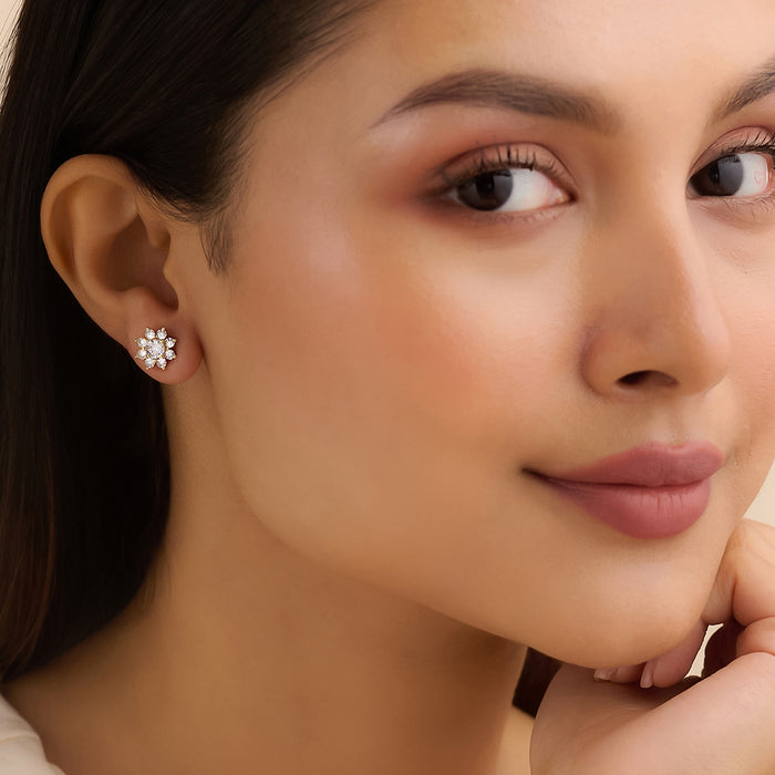 Morning Dew Petal Stud Gold Plated Earrings