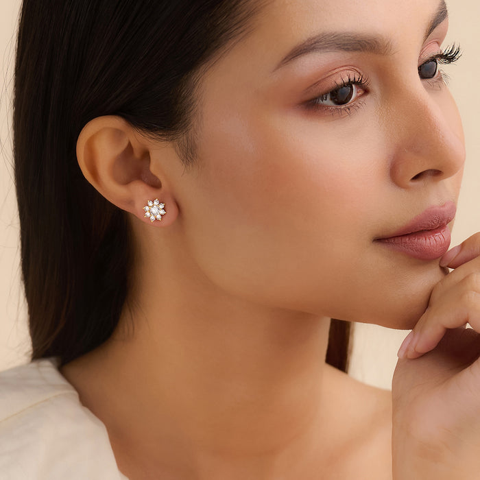 Morning Dew Petal Stud Gold Plated Earrings