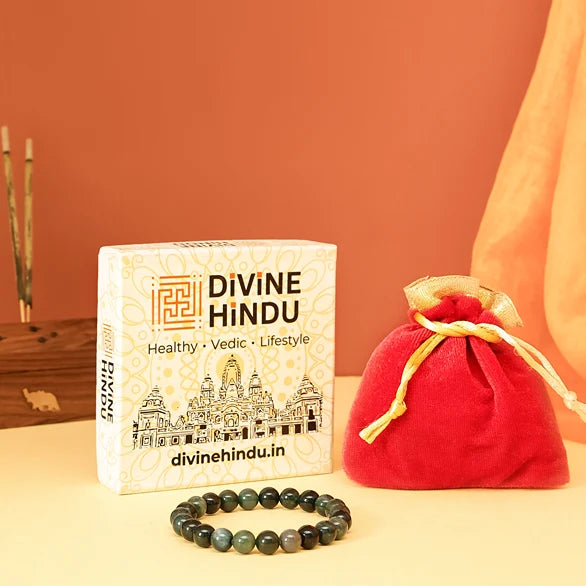 Moss Agate Stone Bracelet by Divine Hindu