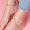 Multi Colour Drops Rhodium Plated 925 Silver Anklet (Adjsutable)