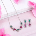 Multi-Stone Rhodium Plated 925 Sterling Silver Jewellery Set