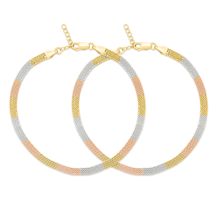 Multi Toned 925 Sterling Silver Anklet