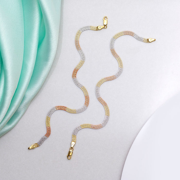 Multi Toned 925 Sterling Silver Anklet