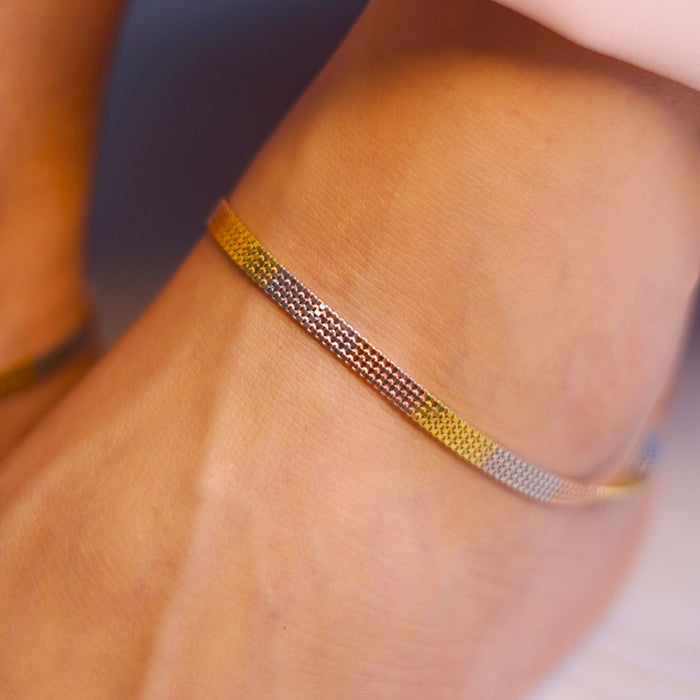 Multi Toned 925 Sterling Silver Anklet