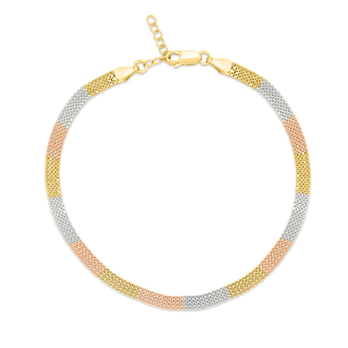 Multi Toned 925 Sterling Silver Anklet