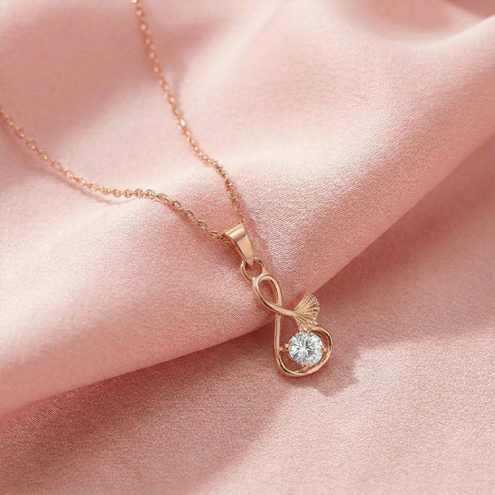 Musical Solitaire Rose Gold Plated 925 Silver Necklace Chain