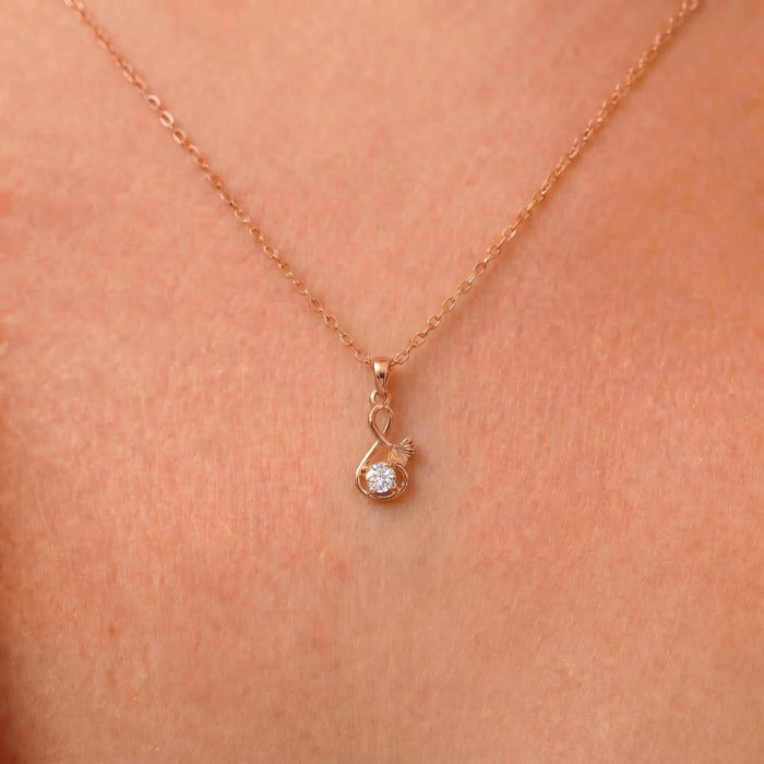 Musical Solitaire Rose Gold Plated 925 Silver Necklace Chain